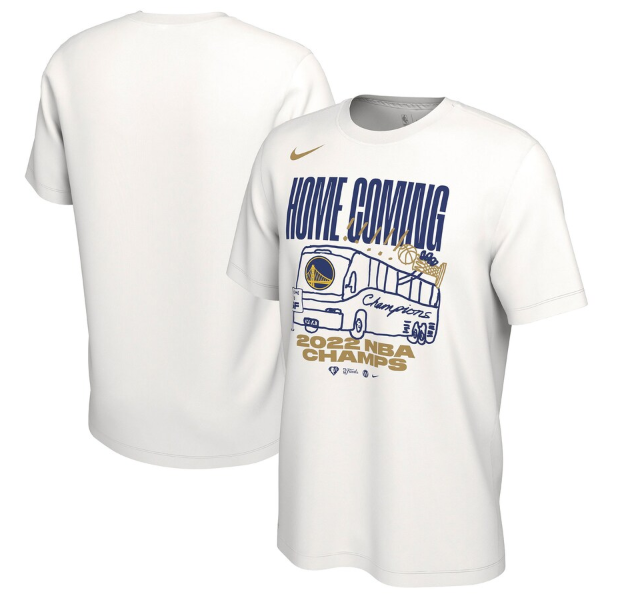 Men's Golden State Warriors 2021-2022 White NBA Finals Champions Celebration Parade T-Shirt Men's Golden State Warriors 2021-2022 White NBA Finals Champions Celebration Parade T-Shirt